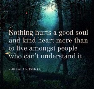 Nothing hurts a good soul and kind heart more than to live amongst ...
