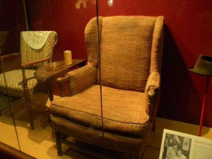 hide caption Edith and Archie Bunker's chairs on display in the ...