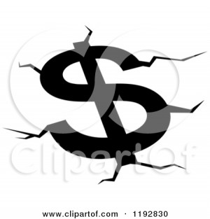 1192830-Clipart-Of-A-Black-And-White-Dollar-Symbol-Debt-Fissure-And ...