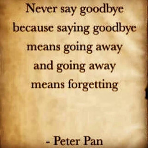 never say goodbye -Peter Pan