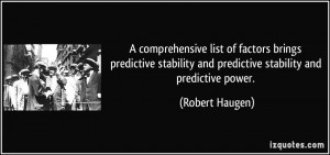 comprehensive list of factors brings predictive stability and ...