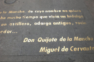 famous literary quotes on the ground outside Miranda)