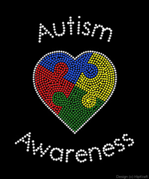 HipKraft > Rhinestone Awareness shirts > Autism Awareness Heart
