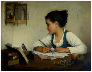 File:Browne, Henriette - A Girl Writing; The Pet Goldfinch - Google ...