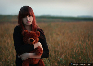 Alone, cute, girl, sad, hugging, teddy