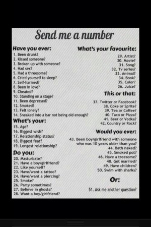 send me a number questions