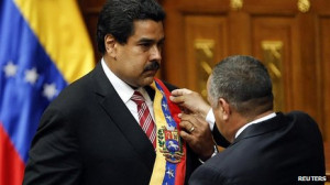Nicolas Maduro receives the sash of office from National Assembly ...