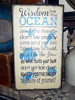 PRIMITIVE SIGN~~SUMMER~~WISDOM OF THE OCEAN~~CRABBY~~GO WITH THE FLOW ...