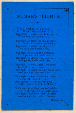19th century poem on 'Woman's Rights' [page: single sheet]