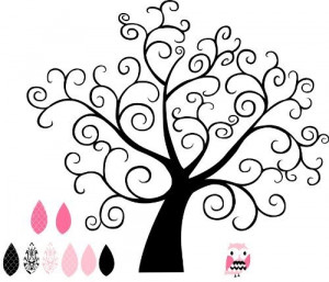 Pink and Black Curly Girly Tree wall saying vinyl lettering home decor ...