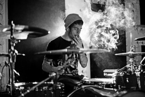 black and white, boy, cute, drummer, drums, hat, photography, tattoos