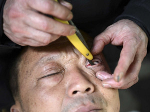 People With Brown Eyes Facts People practice eye shaving.