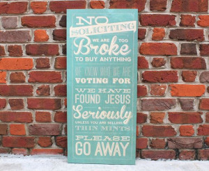 No Soliciting Wooden Sign