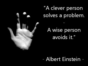 clever person solves a problem. A wise person avoids it.