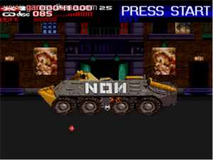 In game image of Revolution X on the Nintendo SNES.