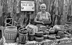 Philomene Nelson selling baskets, 1953. Penobscot basketmaker Theresa ...