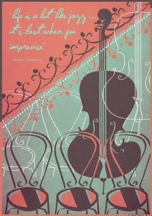 Art Deco Bauhaus Poster 1930s Jazz Music - George Gershwin Quote