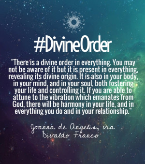 there is a divine order in everything. you may not be aware of it but ...