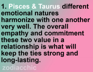 compatibility, facts, pisces, taurus, text, words, zodiac facts ...