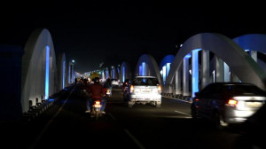 Napier Bridge, a landmark in the city, was lit up in blue to mark ...