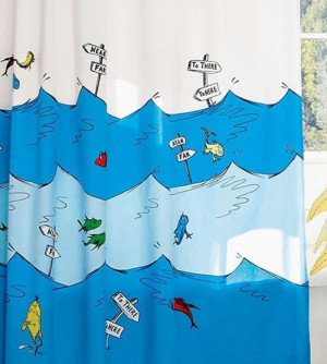 ... fish blue fish dr seuss shower curtain kids bathroom shower curtains