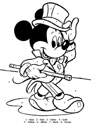 Color by numbers Mickey Mouse coloring page