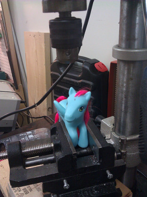 My Little Pony poised under the drill press Here's a status update on ...