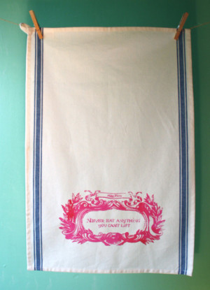 Miss Piggy Quote Kitchen Dish Towel with Vintage Style Stripes, 100% ...