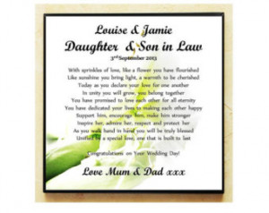 ... Plaque. Wedding Poem Gift. Daughter & Son in Law. Complete with Stand