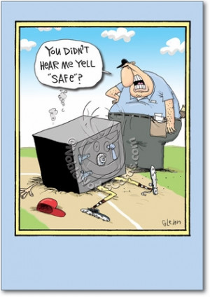 Slapstick Baseball Umpire Safe Humor Pic Birthday Greeting Card ...