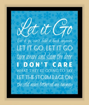 Frozen LET IT GO Typography Quote modern print poster
