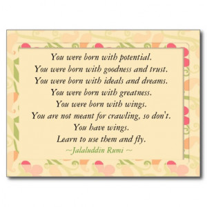 Rumi Quote Inspirational Motivational Postcard