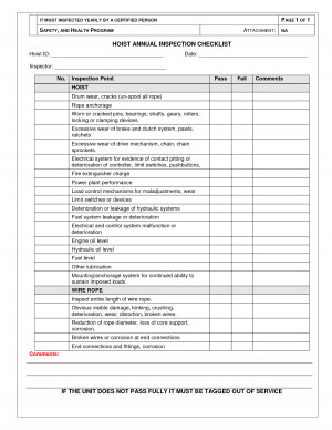 Hoist Annual Inspection Checklist picture