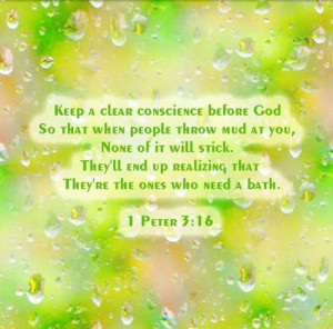 Keep a clear conscience before God so that when people throw mud at ...