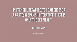 In French literature, you can choose a la carte; in Spanish literature ...