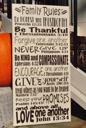 Family Rules with bible verses 12x24 by smartypantzdesignz on Etsy, $ ...
