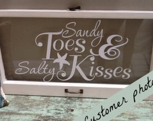 Beach Decor Decal wall Quote words Sandy Toes and Salty Kisses 36 X 19 ...