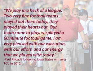 Coach Rhoads following Iowa State's win over TCU in 2012