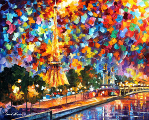 NIGHT IN PARIS - Palette Knife Oil Painting On Canvas By Leonid ...
