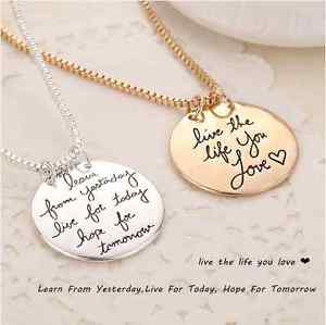 HOT-Fashion-Unique-LIVE-THE-LIFE-YOU-LOVE-Quote-Double-Side-Necklace ...