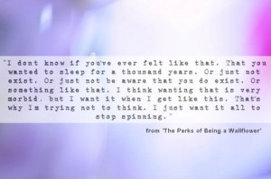 ... dead, depressed, exist, quote, the perks of being a wallflower, tired