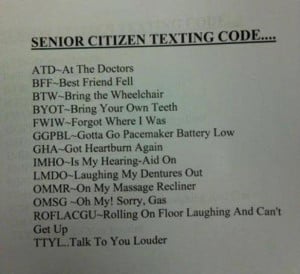 Senior Citizen Texting Code