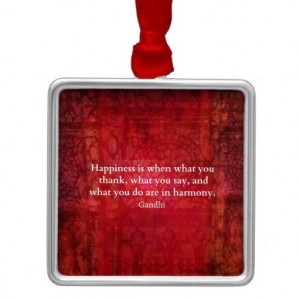 Inspirational Gandhi Happiness quote words art Square Metal Christmas ...