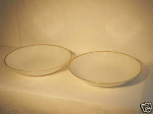 Eva Zeisel Johann Haviland China Porcelain Cereal Bowls White Gold Rim