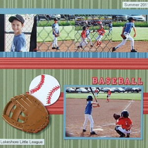 Baseball Scrapbook Page Idea with Free Scrapbook Page Sketch - Ludens