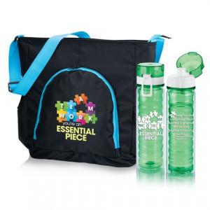Home > Teamwork You're An Essential Piece Water Bottle & Tote Bag Gift ...