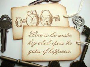 Wedding Favor Tags Skeleton Key Love Quote Vintage Style. $10.00, via ...