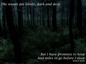 The woods are lovely, dark and deep... -Robert Frost