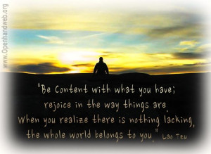 Be content - Lao Tzu quote