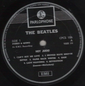 Beatles Hey Jude LP label Image